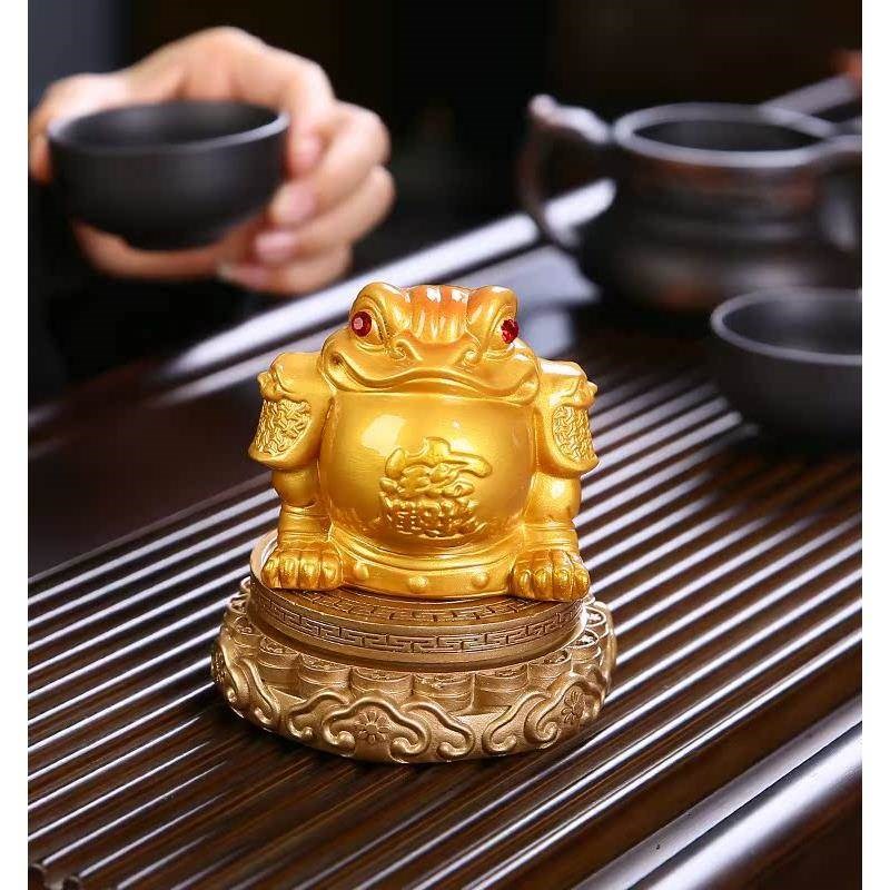 招财金蟾桌d面摆件创意手工客厅办公室玄关家居装饰品茶宠可养变