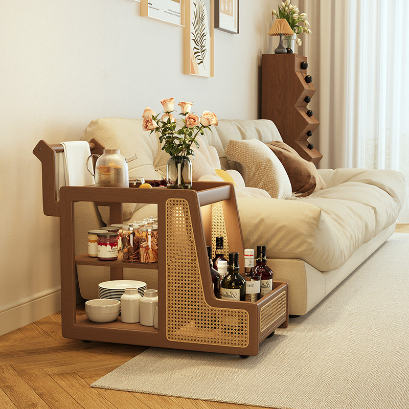 实木边几小c推车沙发边柜侧边柜小茶几餐车可移动复古藤编置物架,住宅家具,移动边几/推车,淘宝优惠券,粉丝福利购,淘宝优惠卷