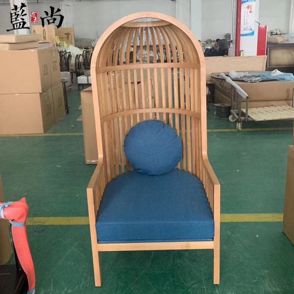 新中式实木休闲椅现代中式简约家用酒店民宿阳台椅工程家具定制