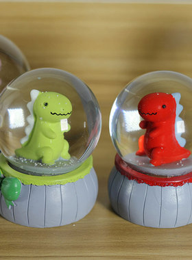 卡通创意恐龙小夜灯水晶球桌面家居装H饰品摆件学生儿童生日礼物