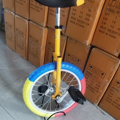 新款16寸实心轮胎独轮车儿童成人杂技自行车平衡车摇摆单轮车