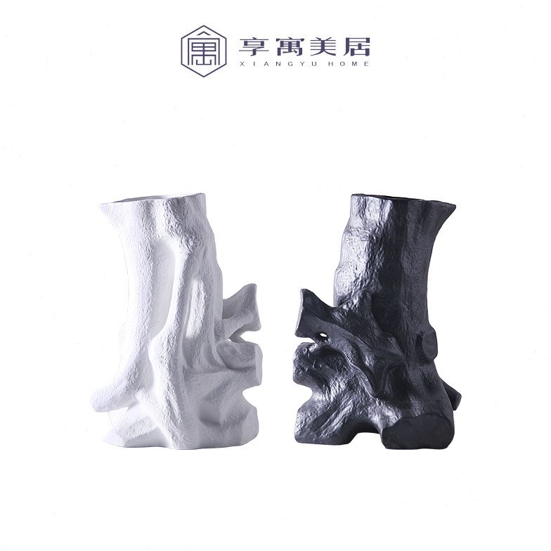 新中式创意仿树根陶瓷花瓶摆件现代样板间售楼处客厅玄关装饰花器