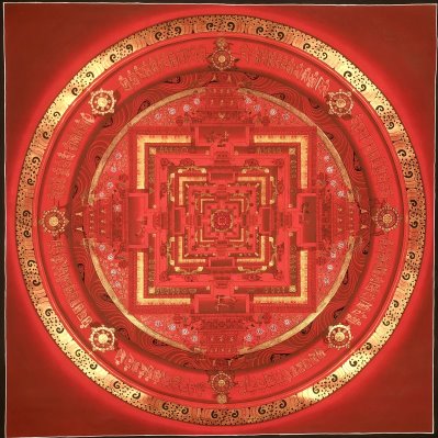 爆款唐卡纯手工画布一米大气红时轮金刚坛城尼泊尔西藏玄关装饰画