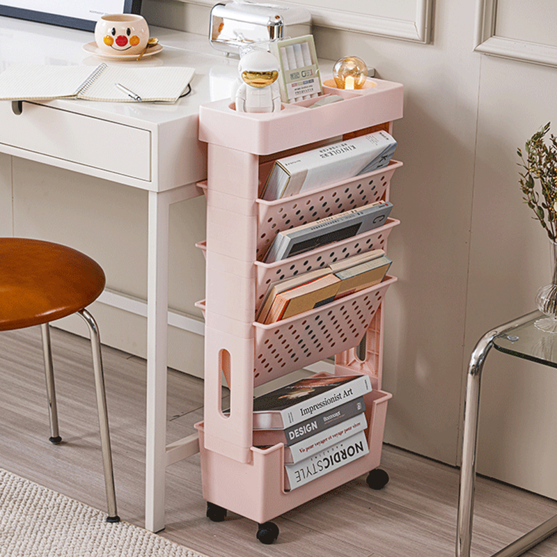 学生简易书架小推车置物架落地教室多层多K功能可移动创意带轮书