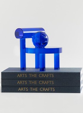 热销蓝色水晶椅摆件软装客餐x厅茶几桌面家居简约轻奢售楼部店铺