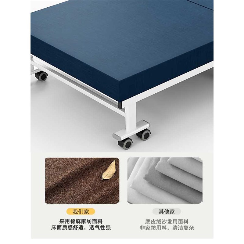 日式结实耐用g可折叠床单人床滑轮简易床架办公室午休酒店加床一