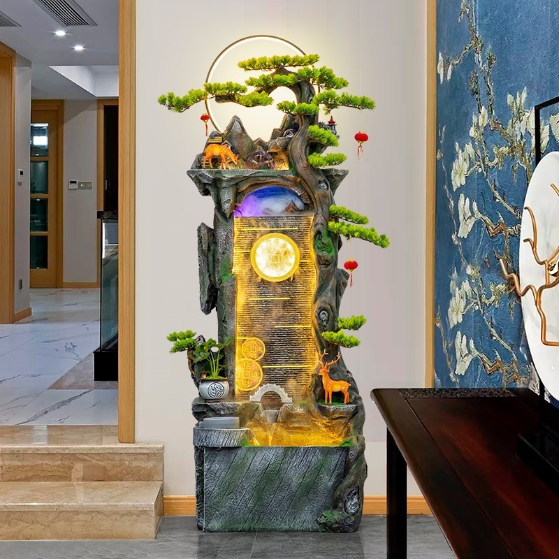 室内客厅景观流i水墙招财落地水幕墙屏风假山喷泉循环水流水摆件