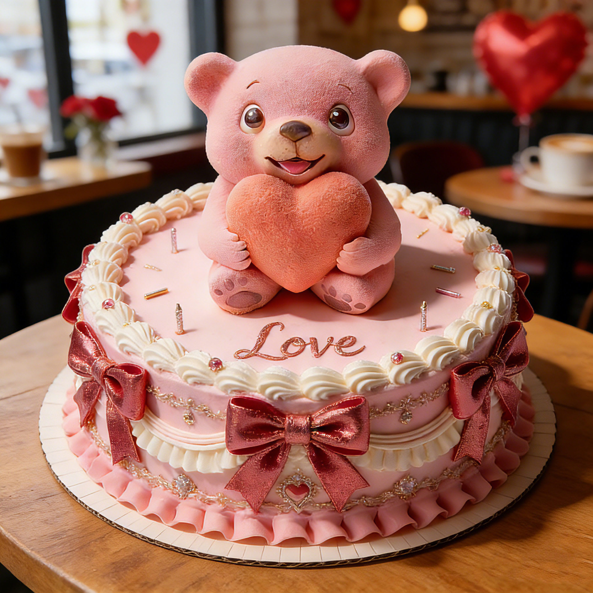 抱心小熊硅胶模具食品级diy创意卡通小熊爱心自制慕斯巧克力冰格