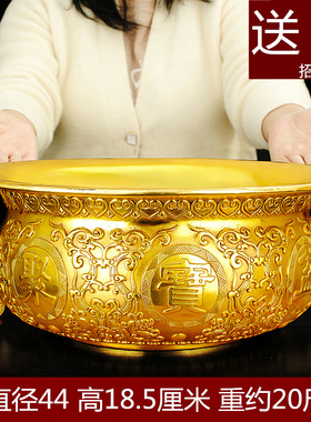 纯铜聚宝盆招财家用铜香炉客厅工艺品装饰摆件中S式聚财大号送礼