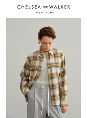 Chelsea and Walker吴昕推荐休闲法兰绒格纹衬衫长袖百搭格子上衣