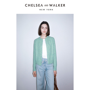 女秋冬新款 Walker复古慵懒风宽松毛针织开衫 内搭毛衣 and Chelsea