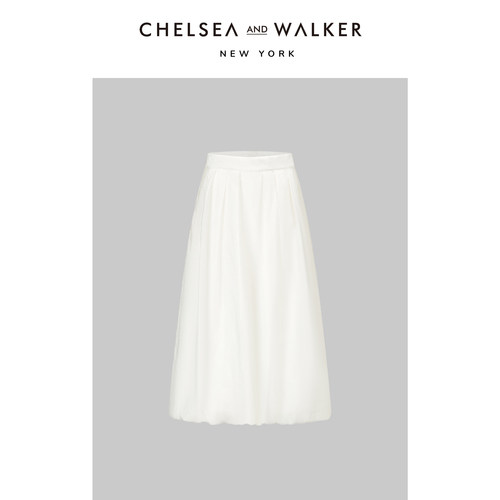 Chelsea and Walker柔光铜氨丝法式花苞裙泡泡半身裙