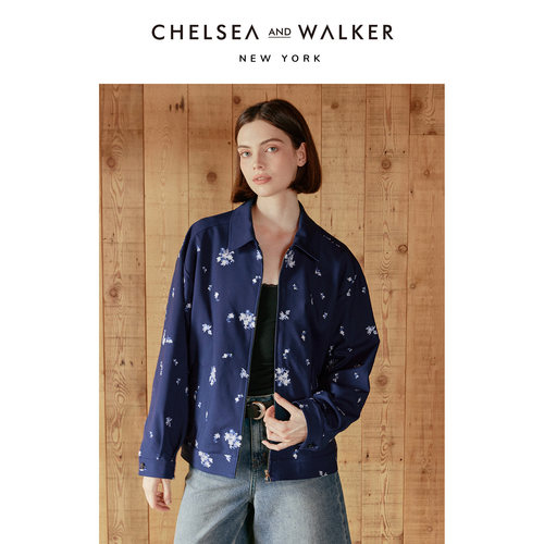 Chelsea and Walker独家重工刺绣图案巴恩风春季休闲短款外套女