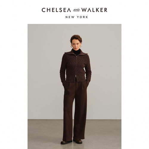 Chelsea and Walker羊毛长裤2025冬季新款醋酸高腰显瘦直筒休闲裤