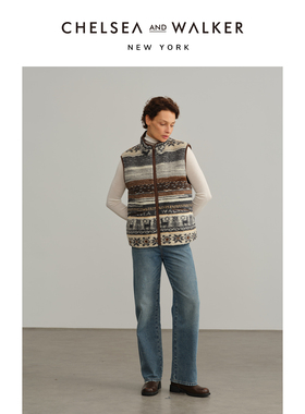 Chelsea and Walker吴昕推荐费尔岛摇粒绒马甲复古时髦两面穿外套