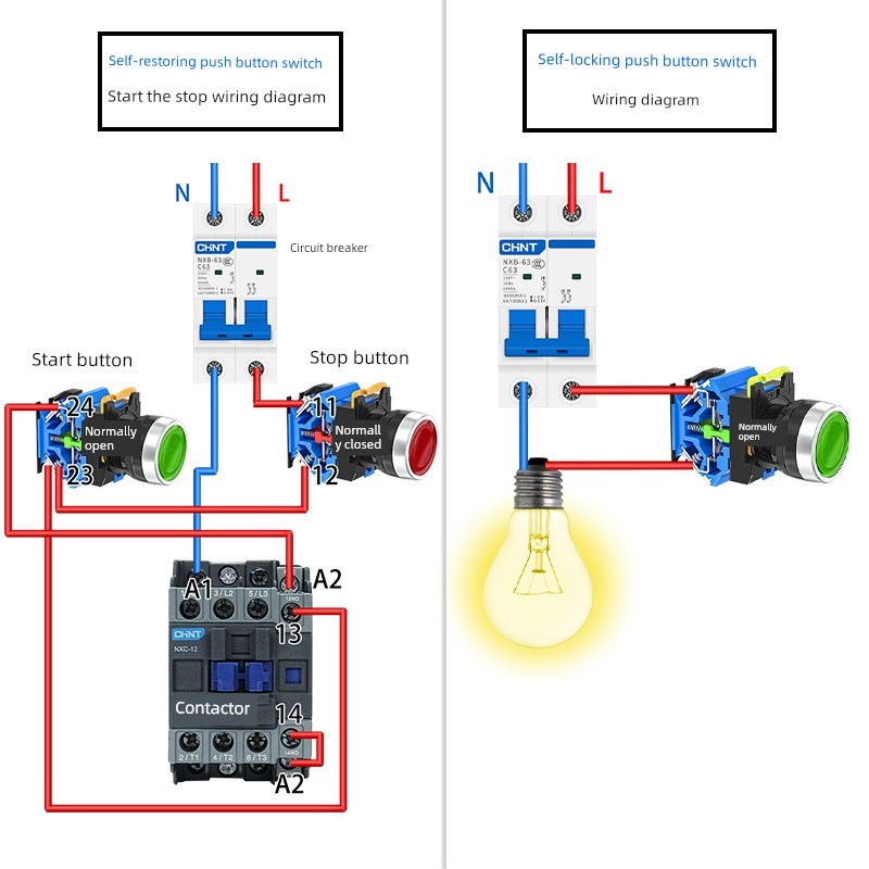 正泰不锈钢自锁式自覆位金属按钮开关平头电源启动停止LA38-11ZS