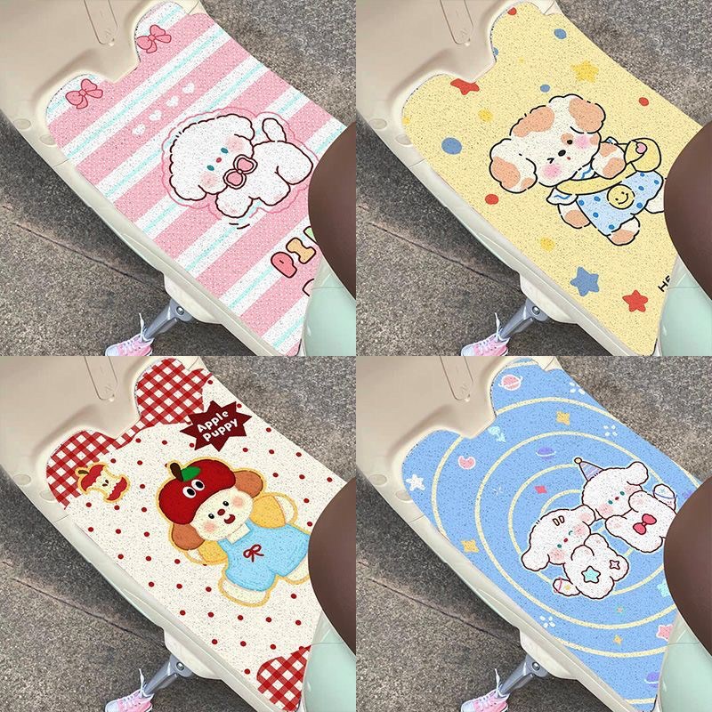 新款可爱小狗电动车脚垫通用型裁剪摩托车新款踏板防水防滑垫