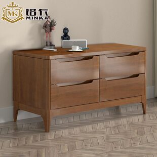 纯实木床头柜卧室简约现代20 70cm80胡桃色