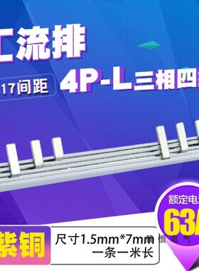C45/DZ47 4P漏电63A 汇流排 紫铜1.5厚5mm宽3P+L 间距117mm