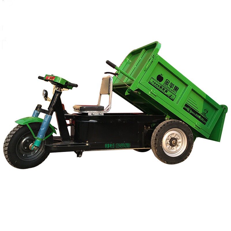 工地电动农用三轮车建筑工程拉灰斗运料水泥砂浆砖块翻斗运输车辆