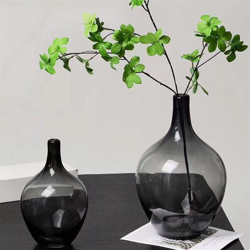 透明玻璃摆件大肚花瓶客厅落地z圆肚小口径插花水养马醉木水培吊