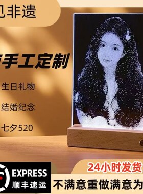 纯手工锤子玻璃画定制敲击画琉璃人像画高级感生日礼X物送女友亲