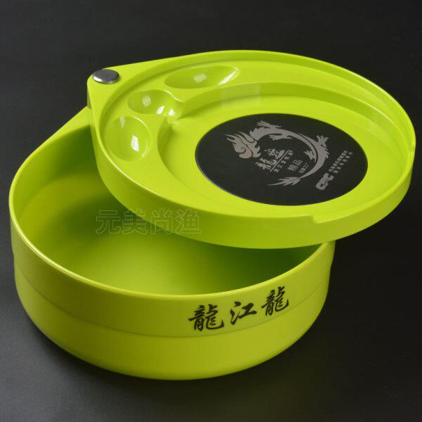 龙江龙黑坑散炮盆全盖大食盒超大号拉饵盘全磁强磁大容量饵料盒