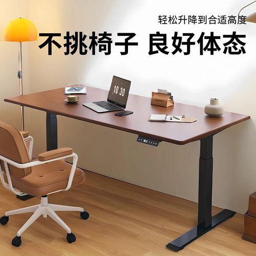实木电动升降桌电脑桌可调节办公桌家用学习桌双电机可升降电竞桌