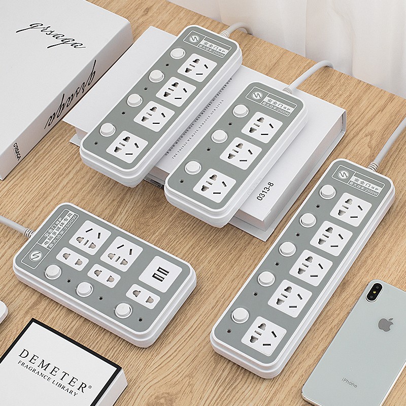 多功能插座面板多孔USB排插延长线插板接插拖线板插排5/6/8/10米