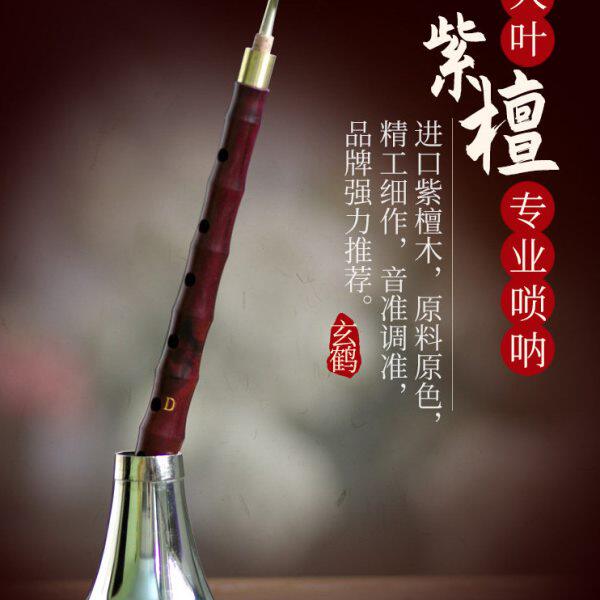 玄鹤唢呐乐器全套初学者专业大叶紫檀演奏用唢呐 小f/D/C/大g 调
