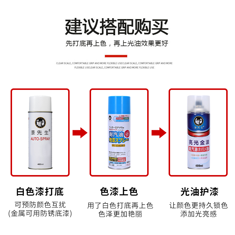 黑灰白耐汽油自动喷漆摩托车油箱发动机排气管防腐蚀金属防锈油漆