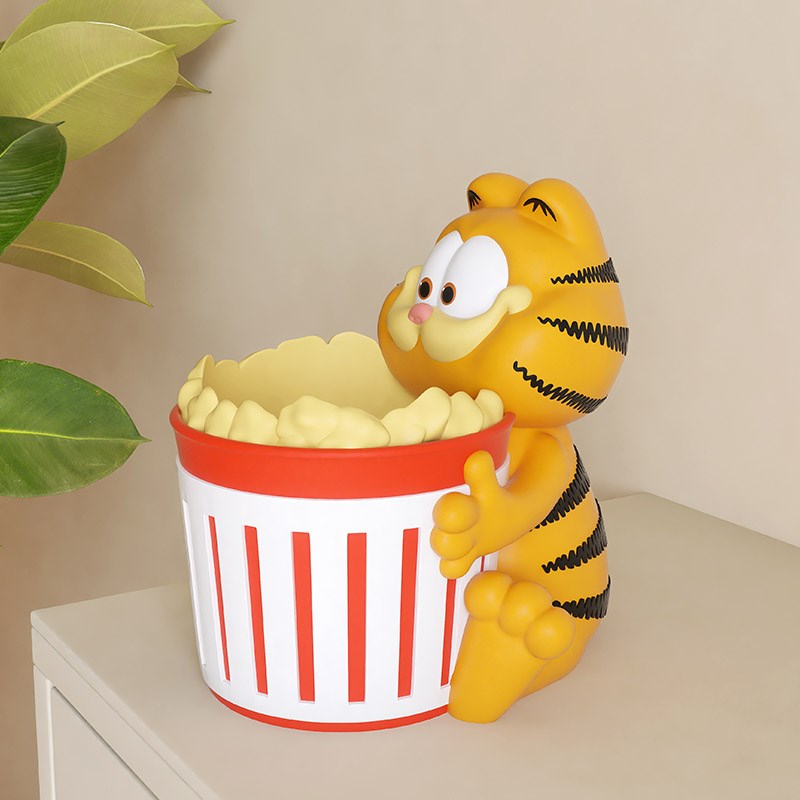 办公桌加菲猫爆米花创意收纳桌面装饰品摆件环保树脂遥控器置物架