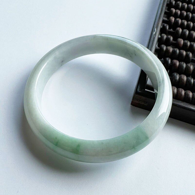 翡翠林 阳绿翡翠手镯大圈口61 清新浅绿缅甸天然冰糯种大号玉镯子