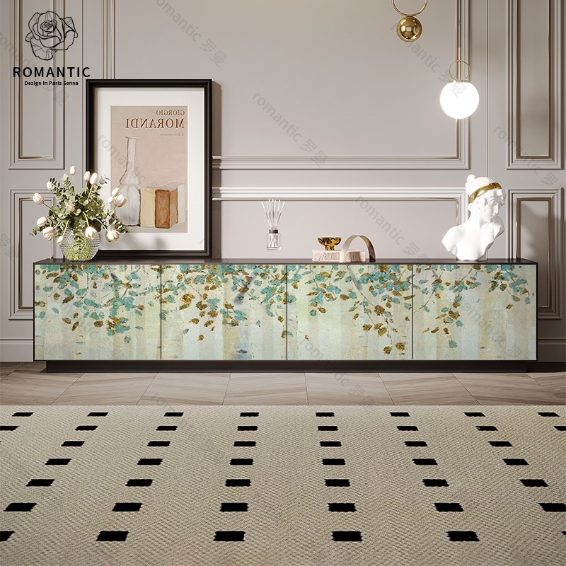 法式家用客厅储藏实木落地电视柜卧F室靠墙床尾柜免安装一体收纳