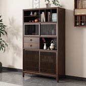 置物架收纳展示柜茶室新中式 茶叶角柜边柜实木多宝阁博古架乌金木