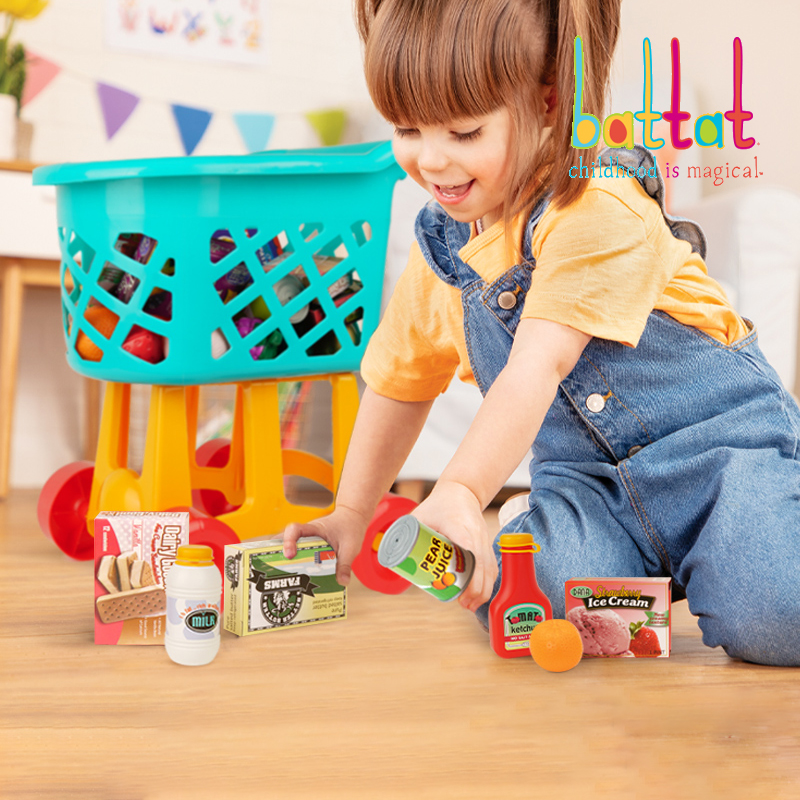 BATTAT儿童购物车玩具宝宝仿真超市J手推车买菜过家家套装水果篮