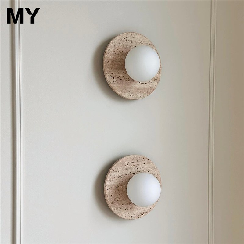 侘寂风黄洞石壁灯卧室床头u中古客厅复古走廊玄关楼梯民宿装饰壁