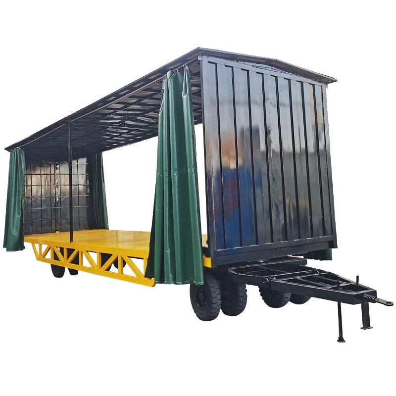 厂区车间周转拖车带o雨篷重型货物转运车拖挂式叉车牵引平板拖车