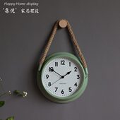 创意北欧装 饰表时钟卧室挂表绿挂钟客厅复古超静音免打孔现代简约