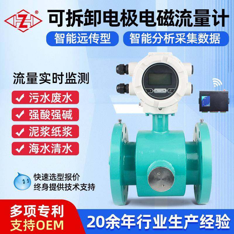 管道型仪表智能电磁流量计工业废水导电测量可拆电极型流量计厂批