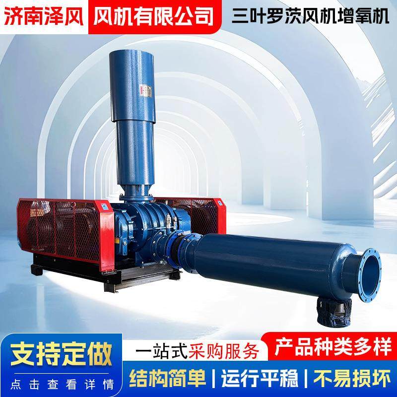 鱼塘曝气增氧机污水处理用大风量气体输送机三叶罗茨风机增氧机