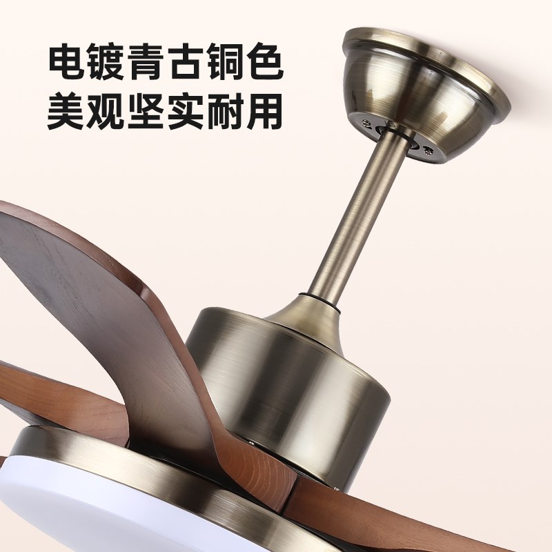 箭牌中古风扇灯复古吊扇灯52寸大风力静音客厅吊灯胡桃木色电扇灯