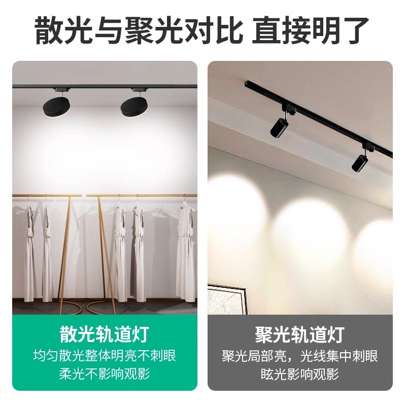 照明店铺商用导轨式散光轨道灯led射灯服装店直播间超亮补光筒灯