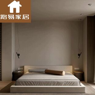 极简棉麻布床现代简约双人床榻榻米布艺床主卧软床轻奢床婚床 意式