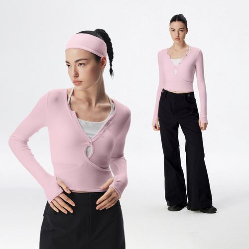 粒子狂热  运动长袖春秋女短款瑜伽健身跑步户外休闲上衣TP029