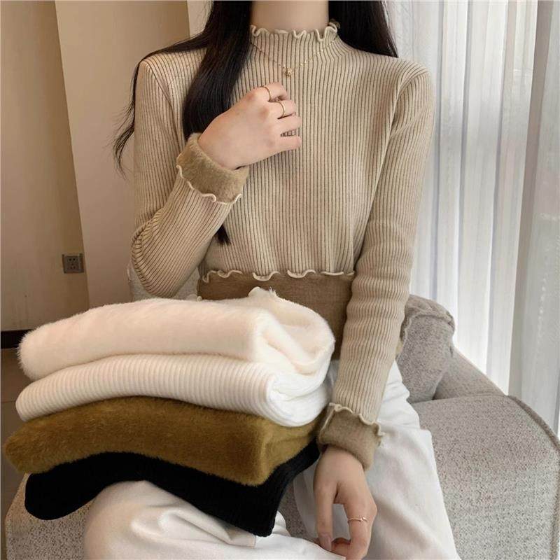 红人馆毛衣女秋冬内搭可外穿慵懒高级感上衣修身加绒半高领针织衫,女装/女士精品,POLO衫,淘宝优惠券,粉丝福利购,淘宝优惠卷
