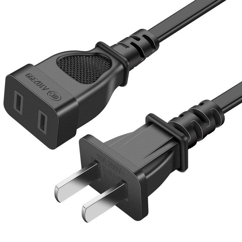 CE-LINK 电视电源延长线二插弯头公母加长插座二芯两眼插头电脑电