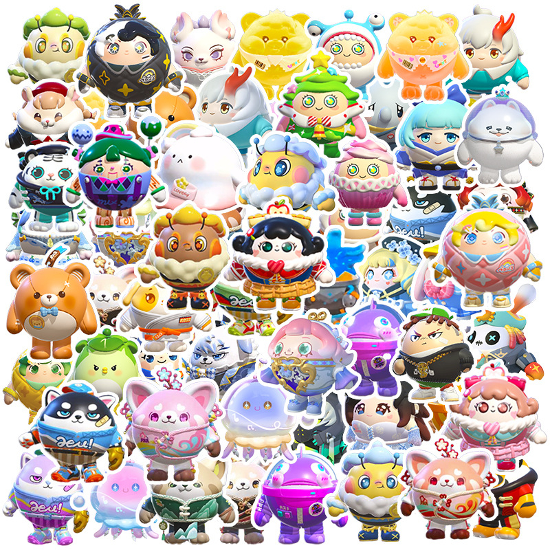 新60张Q版蛋仔派对游戏卡通贴纸装饰笔记本头盔相框画手账保温杯