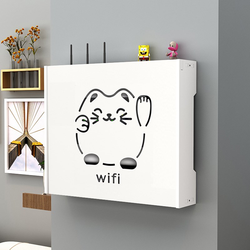 多媒体遮挡箱客厅无线路由器电表箱收纳盒壁挂免打孔装饰画集线盒