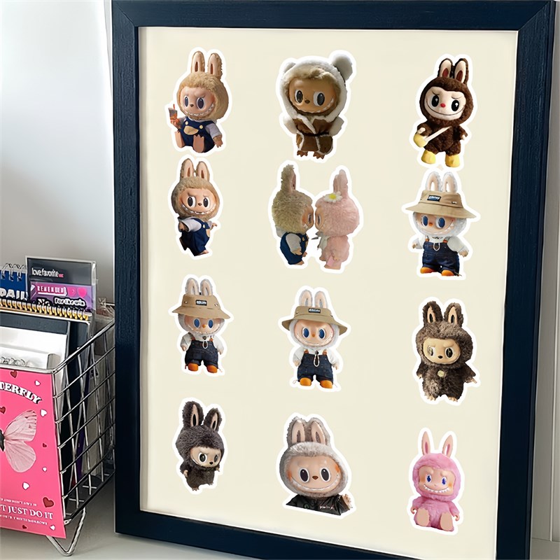 60张拉布布玩偶贴纸DIY手机壳手账滑板水杯电动车头盔书架笔记本